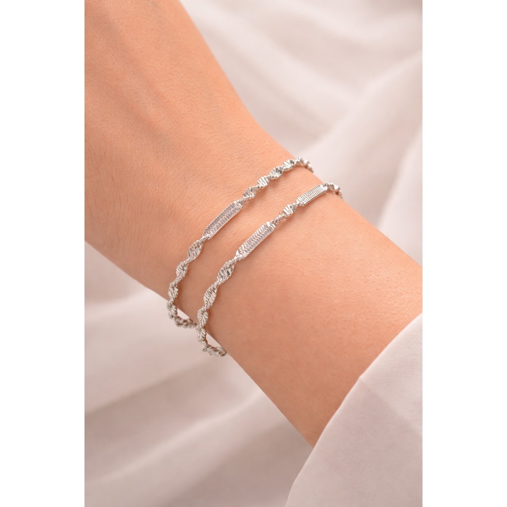 Vintage Avon Silver Tone Spiral Chain Bracelet Set 2 Minimalist 8"